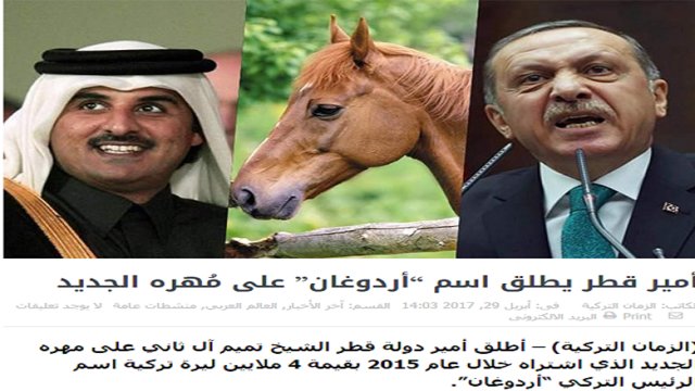 امیر قطر نام "اردوغان" را بالای اسب خود گذاشته است