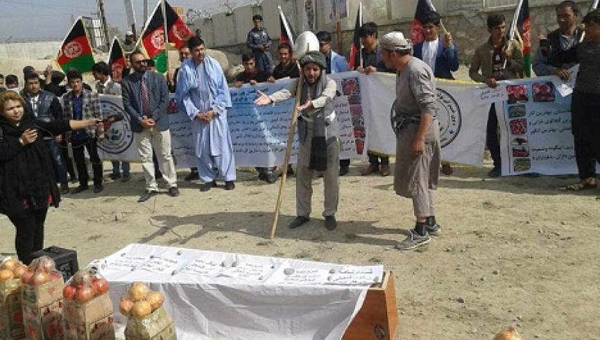 فعالان مدنی تابوت نمادین محصولات زراعتی را دفن کردند