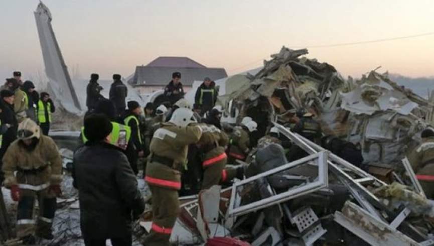 سقوط مرگبار یک هواپیمای مسافربری در آلماتی قزاقستان
