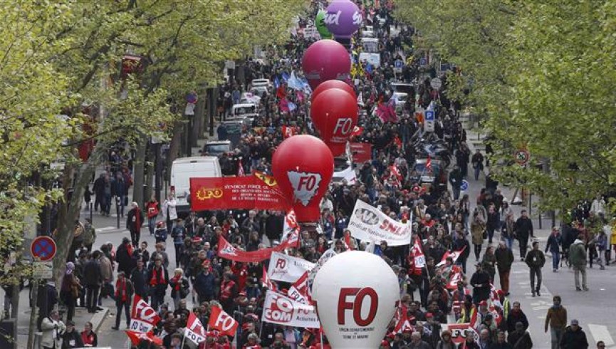 تظاهرات اتحادیه کارگری، نخستین چالش امانویل مکرون