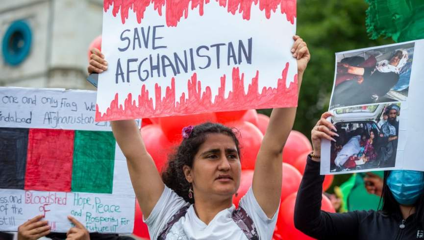 مهاجران افغانستانی در بروکسل برعلیه طالبان تظاهرات کردند