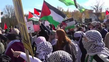 تجمع حامیان فلسطین مقابل خانه جو بایدن