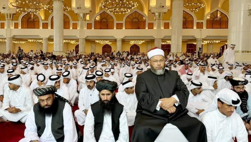 مولوی عبدالکبیر در مراسم تشییع پیکر اسماعیل هنیه در دوحه شرکت کرد