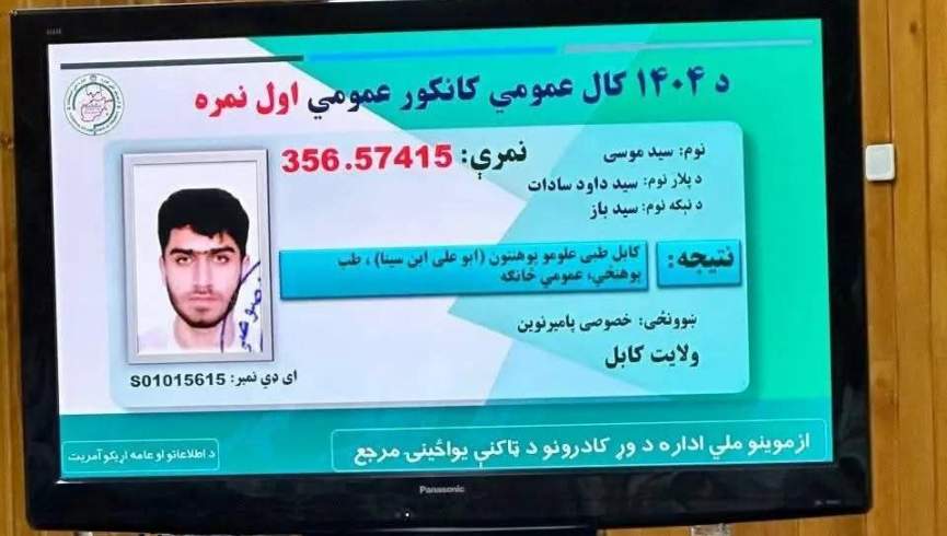 نتایج آزمون کانکور 1404 اعلام شد؛ سید موسی از کابل اول‌نمره عمومی شد